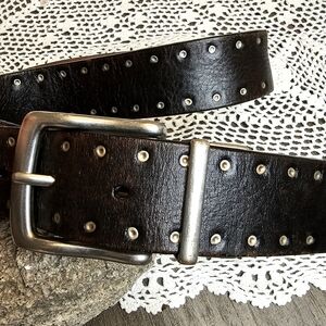 Ralph Lauren Reversible Leather Belt Black Studded / Brown Unisex
